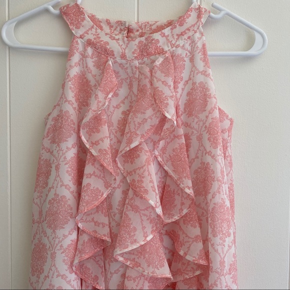 Girls 7/8 Toile Ruffle Dress Pink White DIsney - Picture 4 of 8